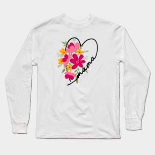 Mama heart floral gift for mom Long Sleeve T-Shirt